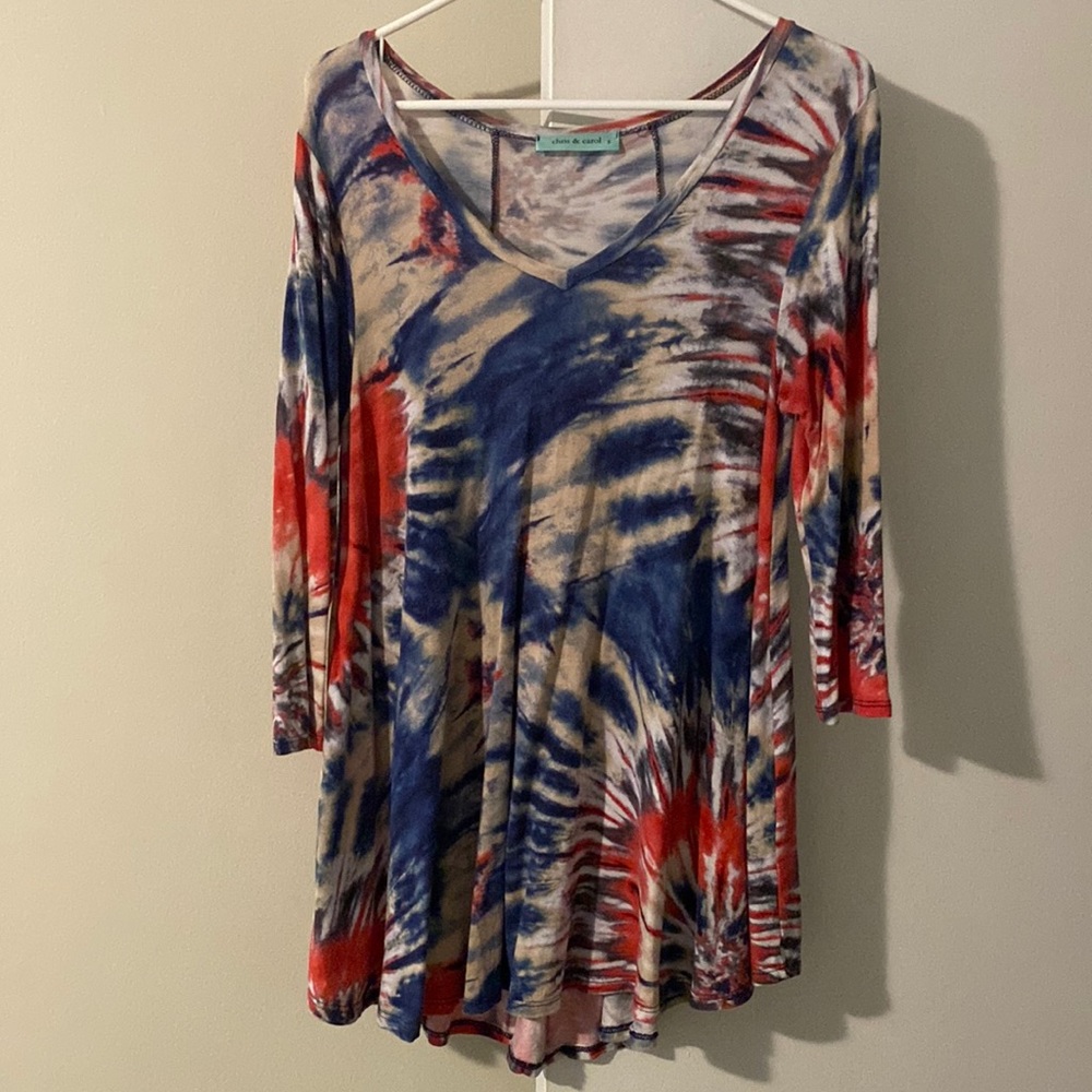 Chris & Carol Tie Dye Long Tunic Top Shirt